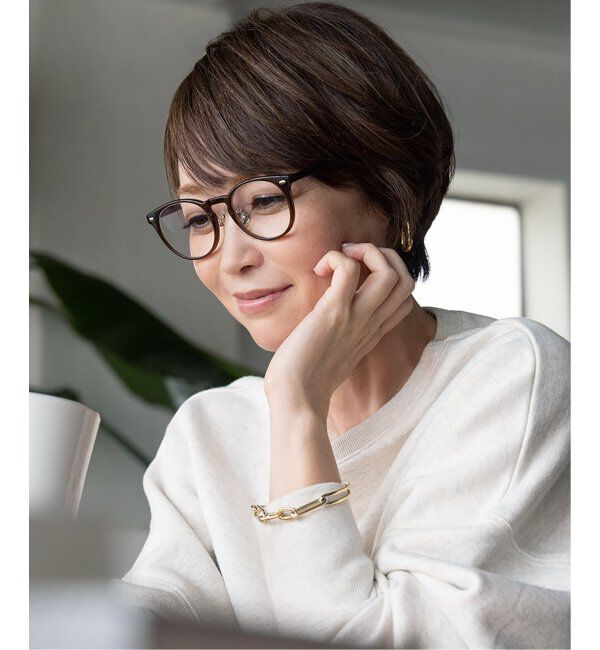  「Zoff｜emiri ボストン型 メガネ |辺見えみり 軽量 黒縁フレーム レンズ交換券付」|メガネ|薄ブラウン1