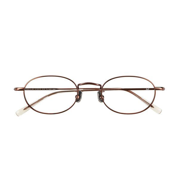  「Zoff｜横長 メガネ｜高級感 チタン｜Made in JAPAN （メイドインジャパン） レンズ交換券付」|メガネ|薄ブラウン