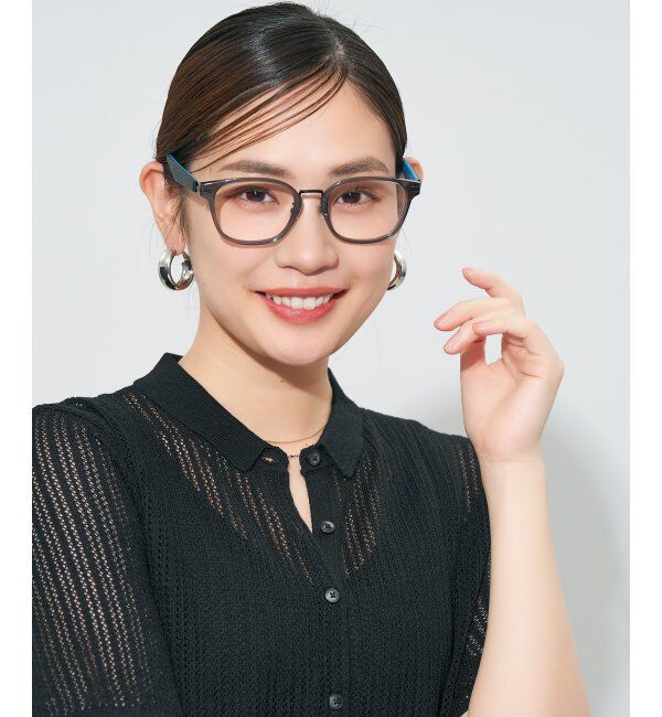  「ウェリントン型 メガネ | レザー調 ラバーテンプル ズレ落ち防止 メンズ ビジネス レンズ交換券付」|メガネ|グレー