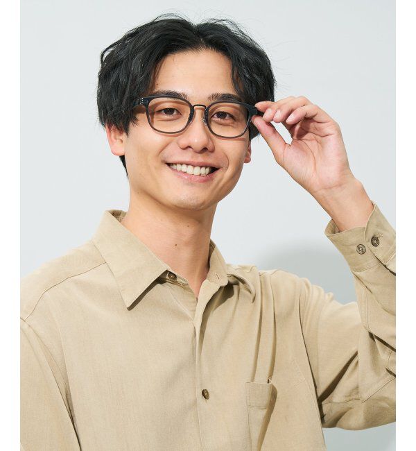  「ウェリントン型 メガネ | レザー調 ラバーテンプル ズレ落ち防止 メンズ ビジネス レンズ交換券付」|メガネ|