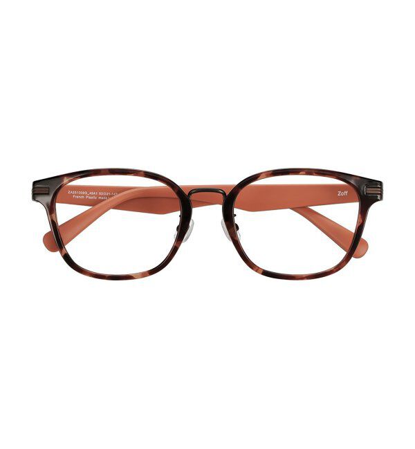  「ウェリントン型 メガネ | レザー調 ラバーテンプル ズレ落ち防止 メンズ ビジネス レンズ交換券付」|メガネ|茶系デミ