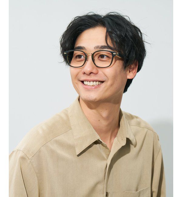  「ウェリントン型 メガネ | レザー調 ラバーテンプル ズレ落ち防止 メンズ ビジネス レンズ交換券付」|メガネ|