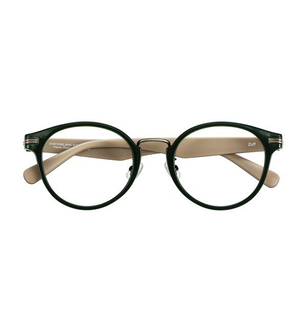  「ボストン型 メガネ | レザー調 ラバーテンプル 眼鏡 伊達メガネ 度付き CLASSIC レンズ交換券付」|メガネ|グリーン2