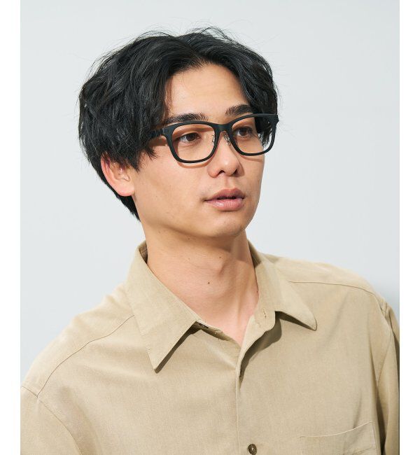  「ウェリントン型 メガネ | レザー調 ラバーテンプル 眼鏡 伊達メガネ 度付き CLASSIC レンズ交換券付」|メガネ|