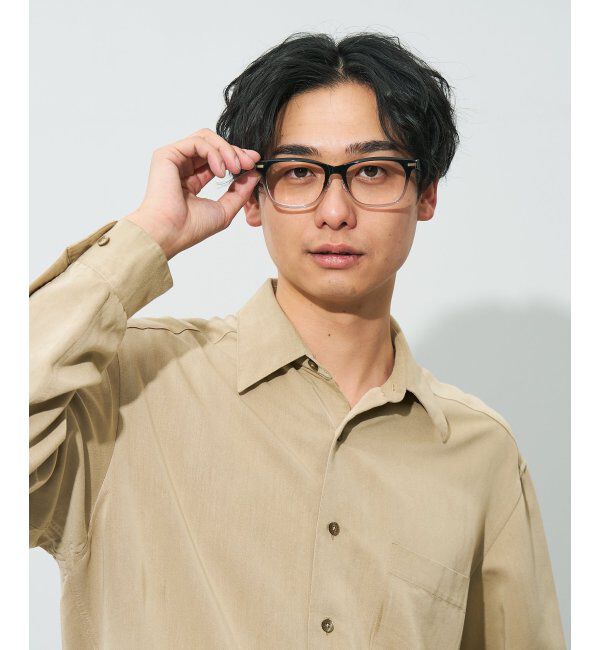  「ウェリントン型 メガネ | レザー調 ラバーテンプル 眼鏡 伊達メガネ 度付き CLASSIC レンズ交換券付」|メガネ|