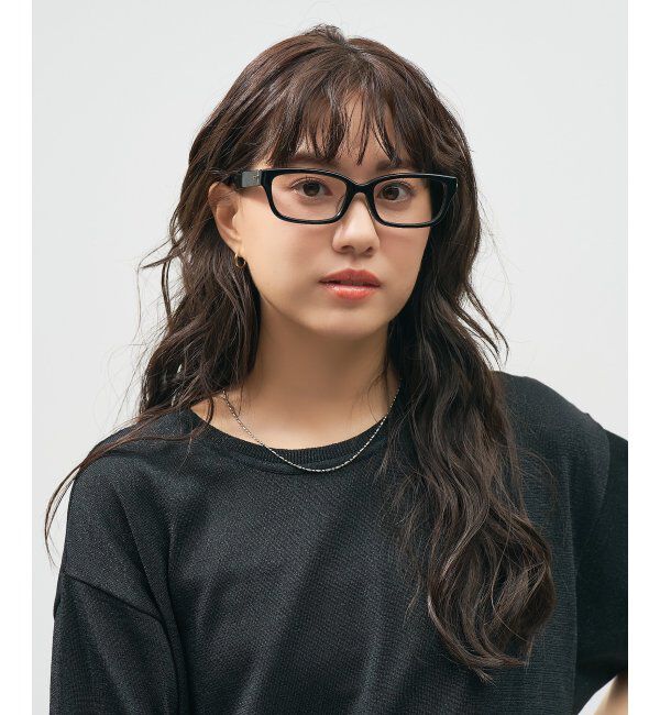  「Zoff｜takashi kumagai ウェリントン型 メガネ 横長フレーム｜伊達メガネ 度付きメガネ  レンズ交換券付」|メガネ|ブラック