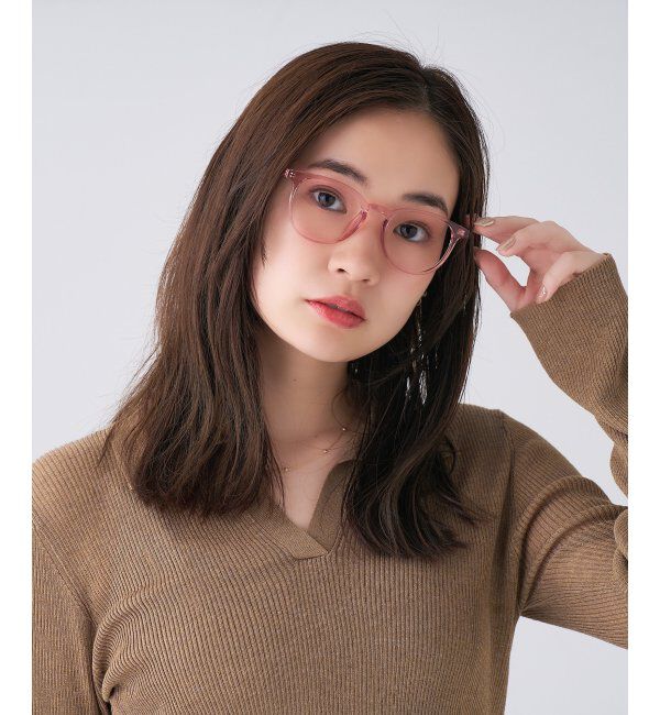  「ボストン型 メガネ | 軽量 伊達めがね・度付き ユニセックス Zoff  レンズ交換券付」|メガネ|ピンク