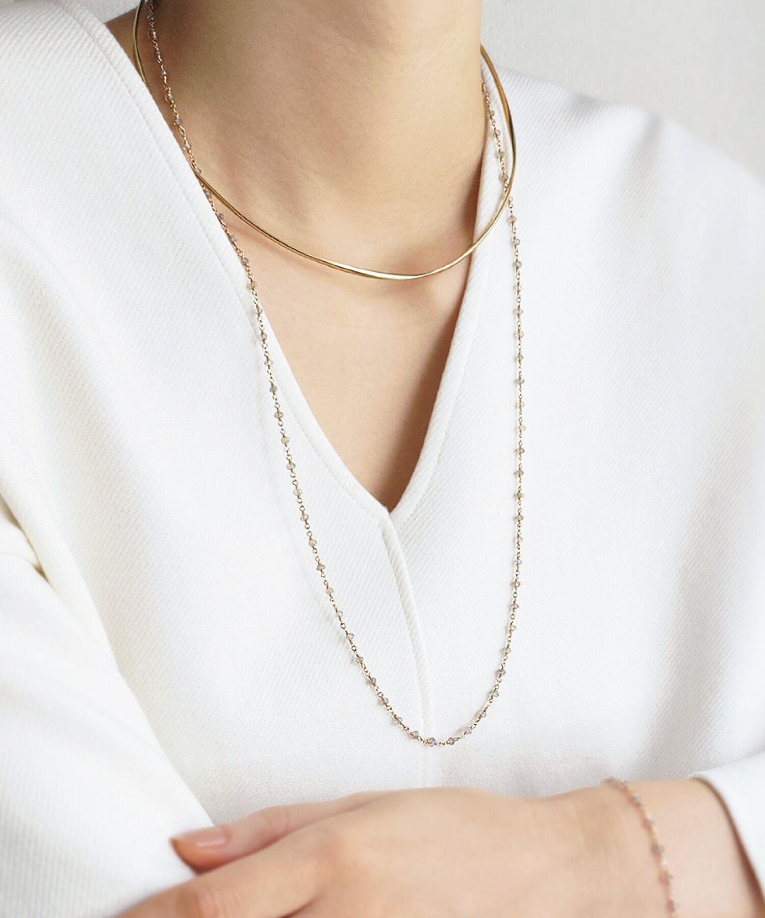  「【WEB限定】K14GF 天然石 ロングネックレス」|ネックレス|