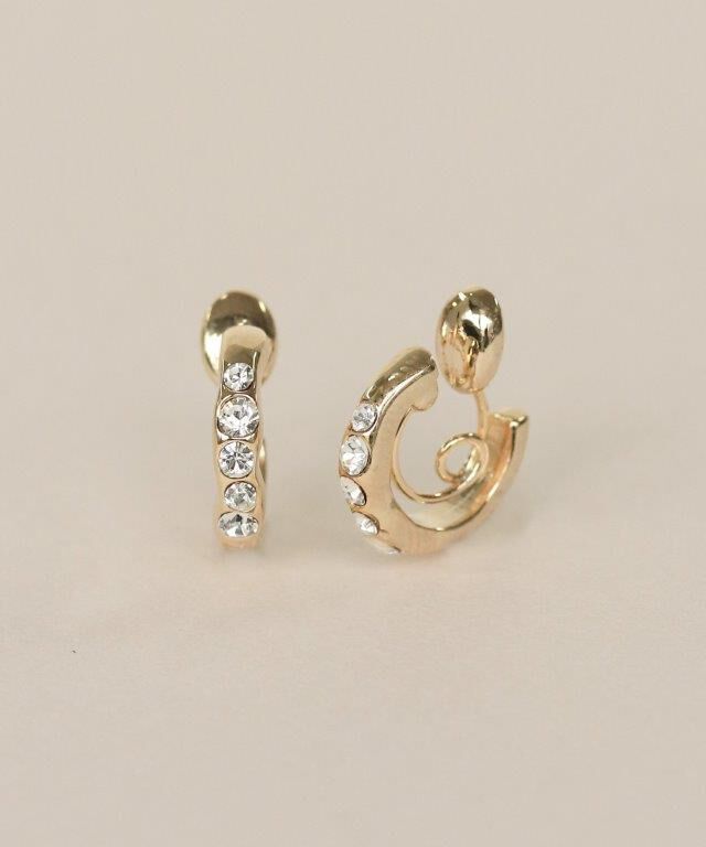  「Bubbloop ウェーブデザインストーンイヤリング　ノンホールピアス」|イヤリング|