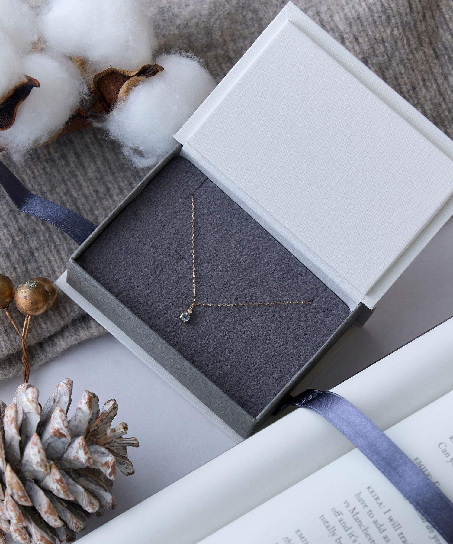 Phoebe「【K10】ジュエルラックネックレス　アクアマリン/BOX付き／全長:40cm」|ネックレス|ゴールド