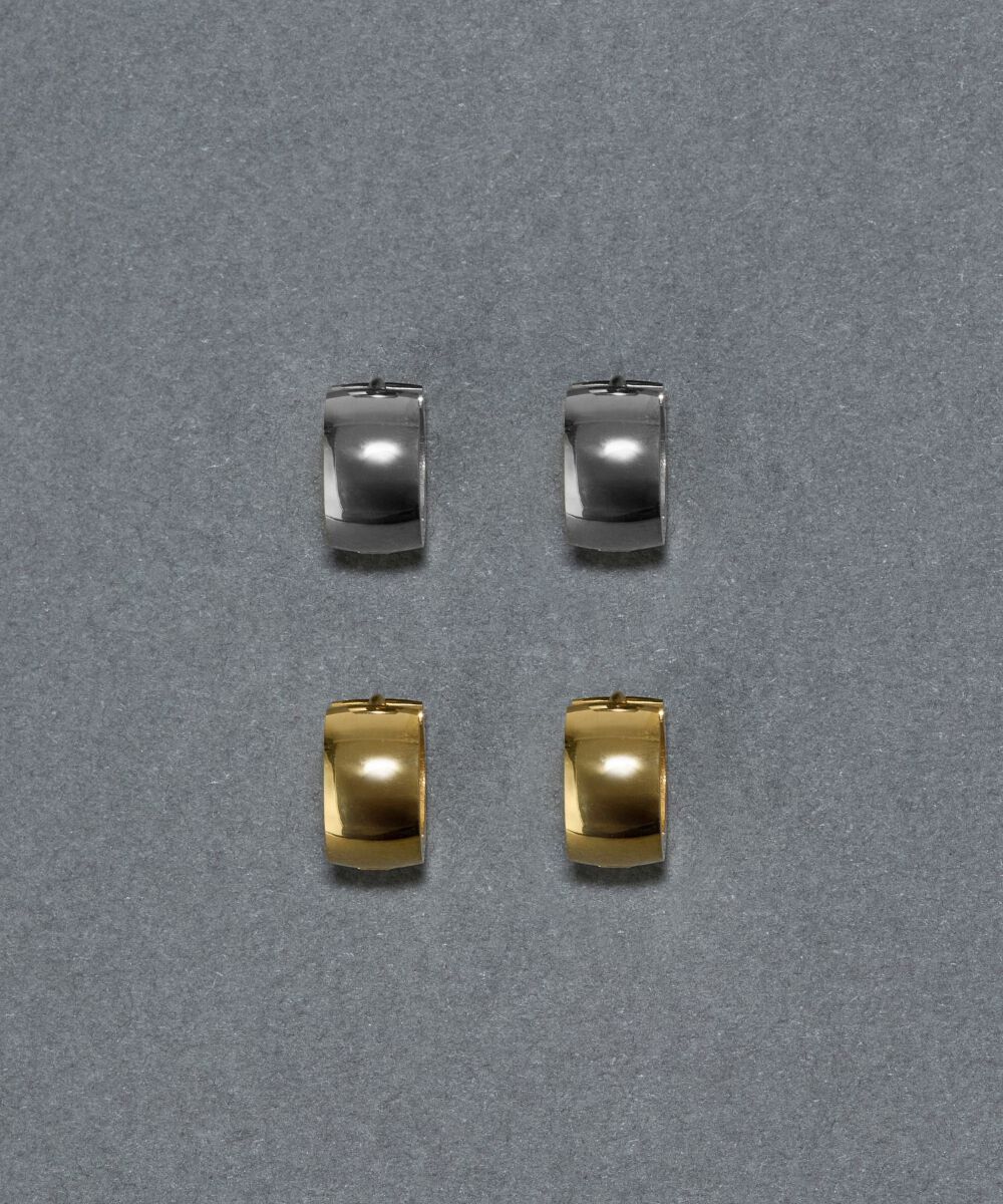 Phoebe「【金属アレルギー対応】ワンタッチワイドフープミニピアス　シルバー/サージカルステンレス」|ピアス|