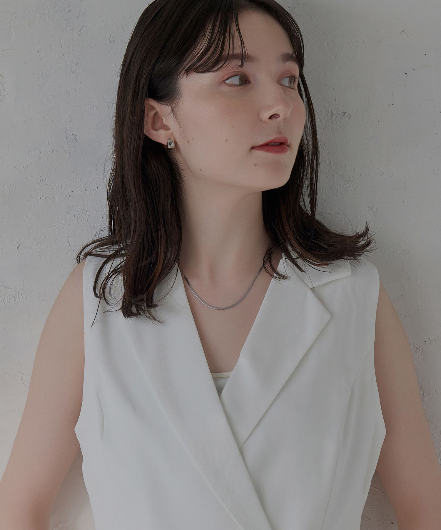 Phoebe「【金属アレルギー対応】ワンタッチワイドフープミニピアス　シルバー/サージカルステンレス」|ピアス|