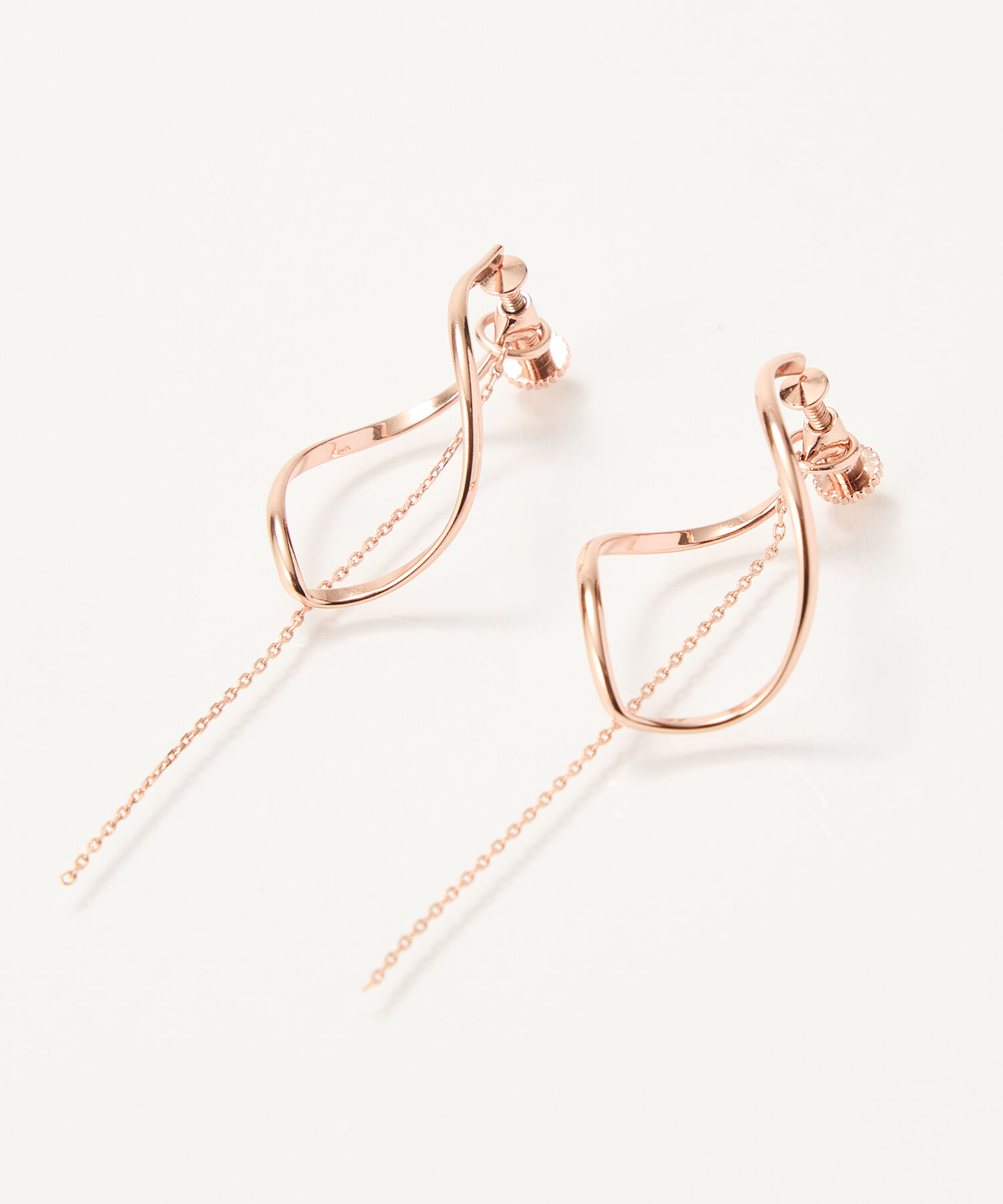 Phoebe「2wayグレースツイストラインイヤリング　ローズゴールド」|イヤリング|