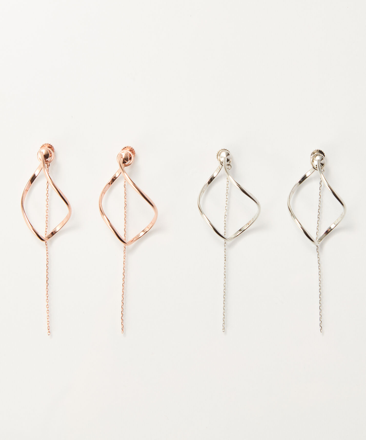 Phoebe「2wayグレースツイストラインイヤリング　ローズゴールド」|イヤリング|