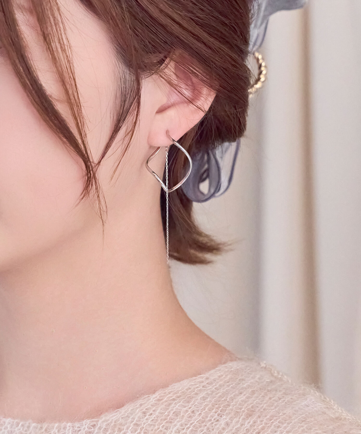 Phoebe「2wayグレースツイストラインイヤリング　シルバー」|イヤリング|