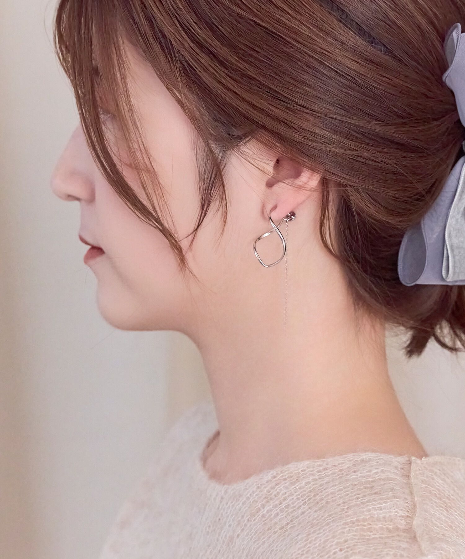 Phoebe「2wayグレースツイストラインイヤリング　シルバー」|イヤリング|