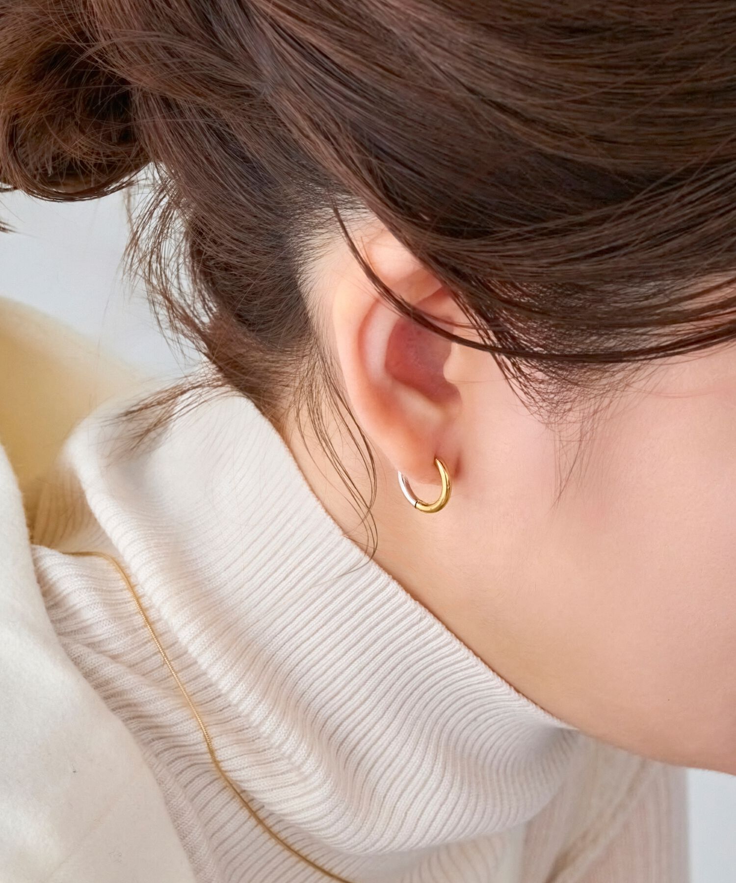 Phoebe「【金属アレルギー対応】ワンタッチメタルコンビピアス/サージカルステンレス」|ピアス|