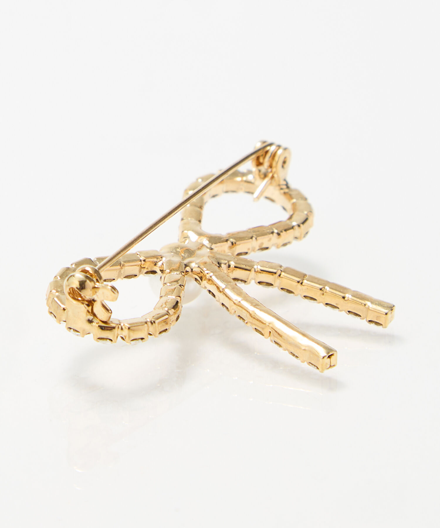 Phoebe「リボンパールビジューブローチ　ゴールド」|ブローチ・コサージュ|