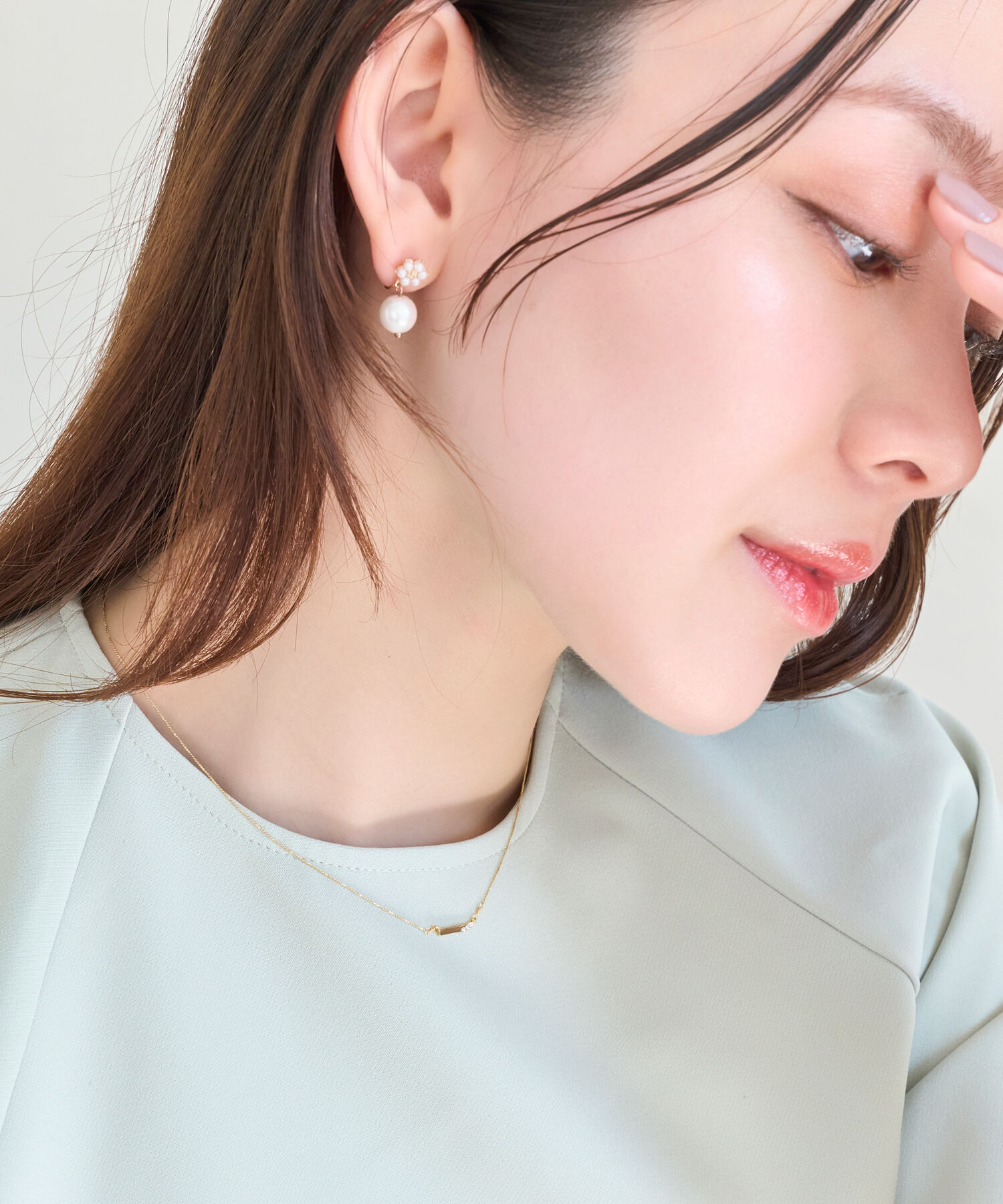 Phoebe「【金属アレルギー対応】ストレートバービジューネックレス　ゴールド」|ネックレス|