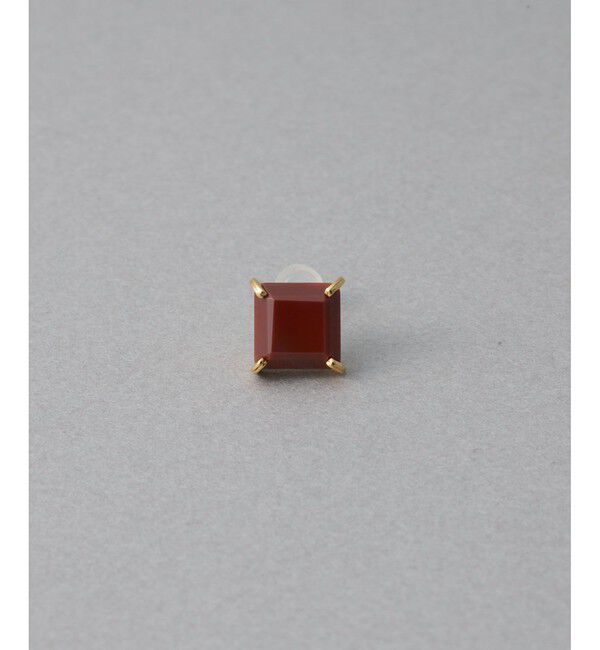 ete「[タイル] レッドジャスパー ピアス S」|ピアス|イエローゴールド