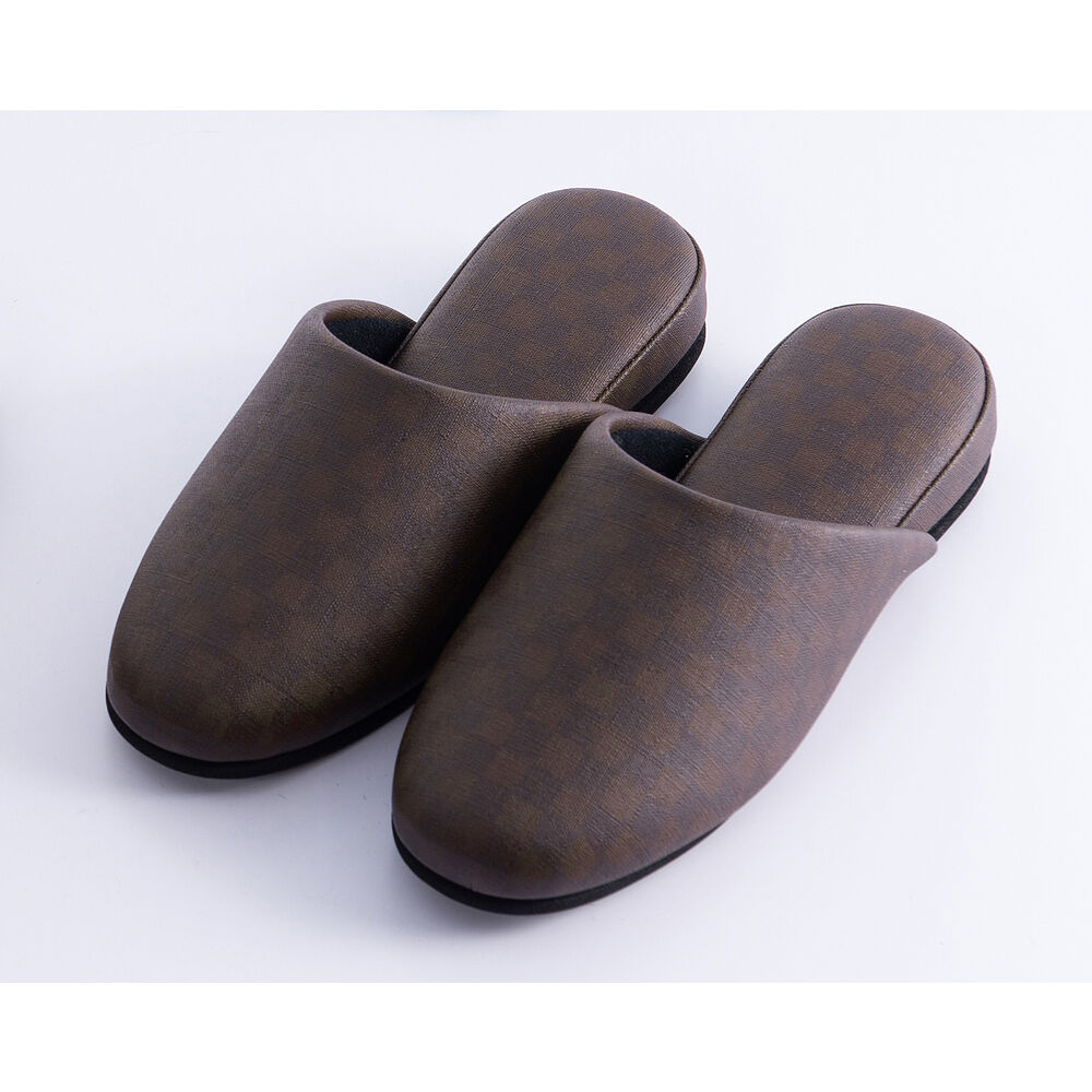 BACKYARD FAMILY「スリッパ 来客 通販 トイレスリッパ 室内スリッパ 来客用スリッパ 合皮 フェイク レザー 業務用」|ルームシューズ|ブラウン1