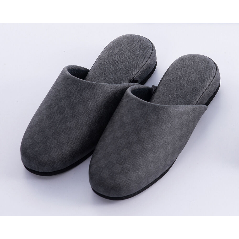 BACKYARD FAMILY「スリッパ 来客 通販 トイレスリッパ 室内スリッパ 来客用スリッパ 合皮 フェイク レザー 業務用」|ルームシューズ|グレー1