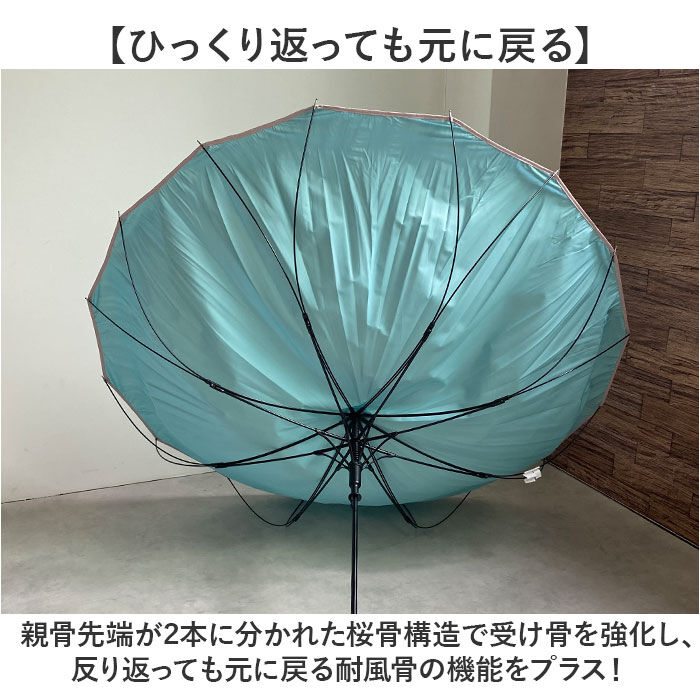 BACKYARD FAMILY「耐風傘 レディース 大きめ 通販 長傘 雨傘 耐風骨 16本骨 ジャンプ傘 かさ 長がさ 65cm」|傘|