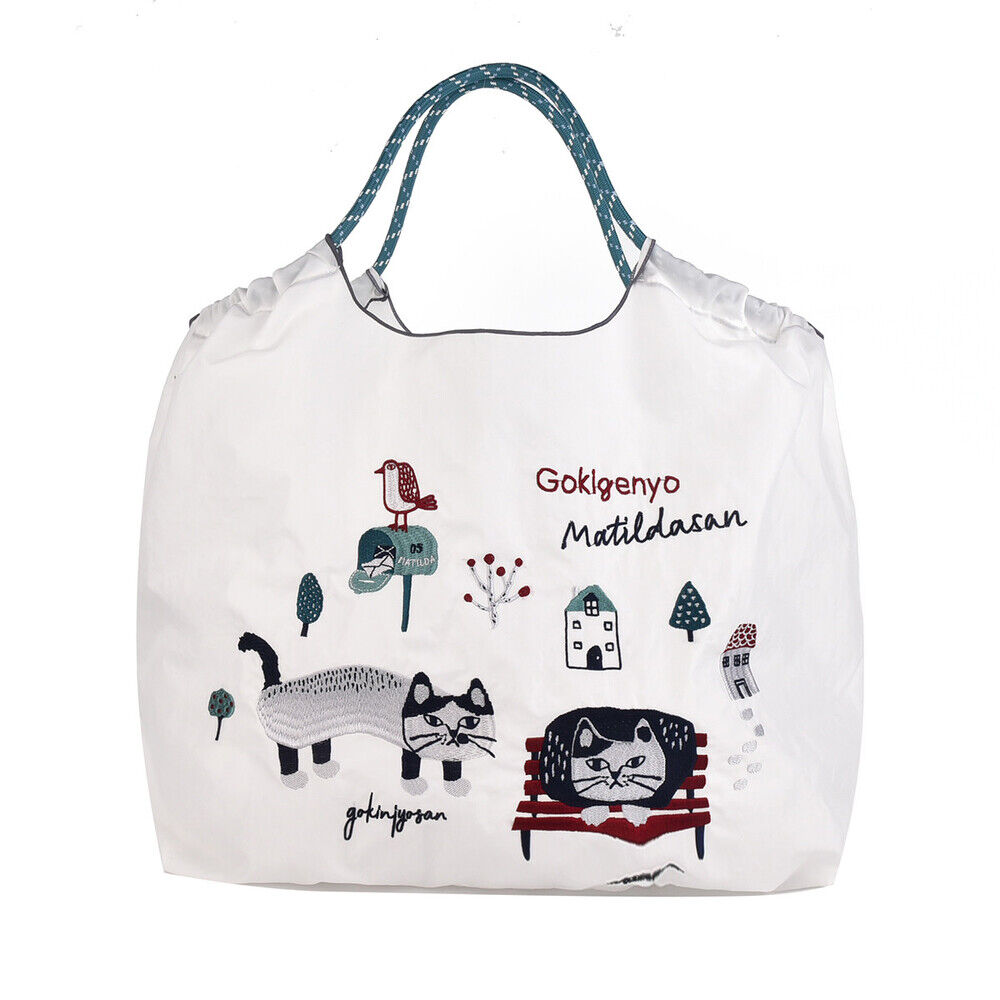 BACKYARD FAMILY「刺繍 ワッシャーバッグ L アニマル 通販 ワッシャーバック トート ショルダー 肩掛け」|トートバッグ|ホワイト1