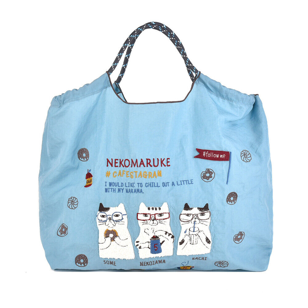 BACKYARD FAMILY「刺繍 ワッシャーバッグ L アニマル 通販 ワッシャーバック トート ショルダー 肩掛け」|トートバッグ|ブルー1