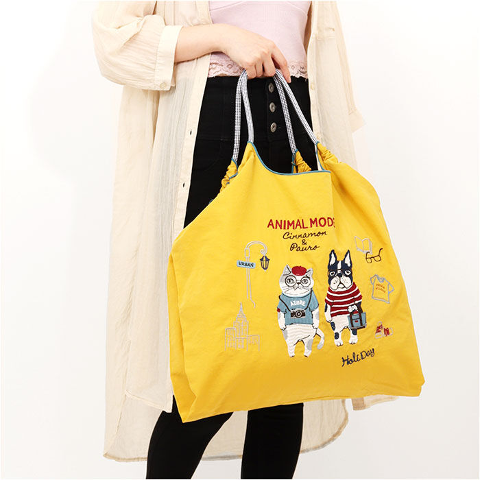 BACKYARD FAMILY「刺繍 ワッシャーバッグ L アニマル 通販 ワッシャーバック トート ショルダー 肩掛け」|トートバッグ|