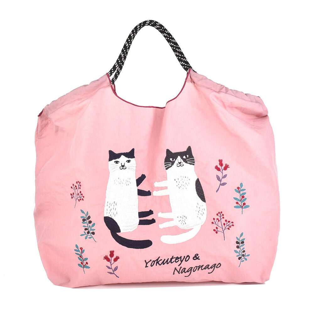 BACKYARD FAMILY「刺繍 ワッシャーバッグ L アニマル 通販 ワッシャーバック トート ショルダー 肩掛け」|トートバッグ|ピンク1