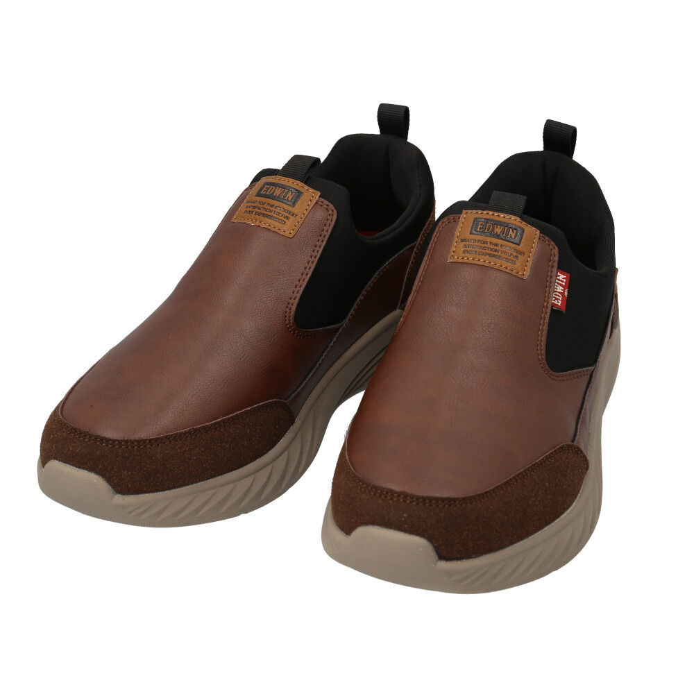 BACKYARD FAMILY「EDWIN スニーカー EDW7648 通販 スリッポン エドウィン 靴 メンズ 軽量スニーカー」|スリッポン|ブラウン1