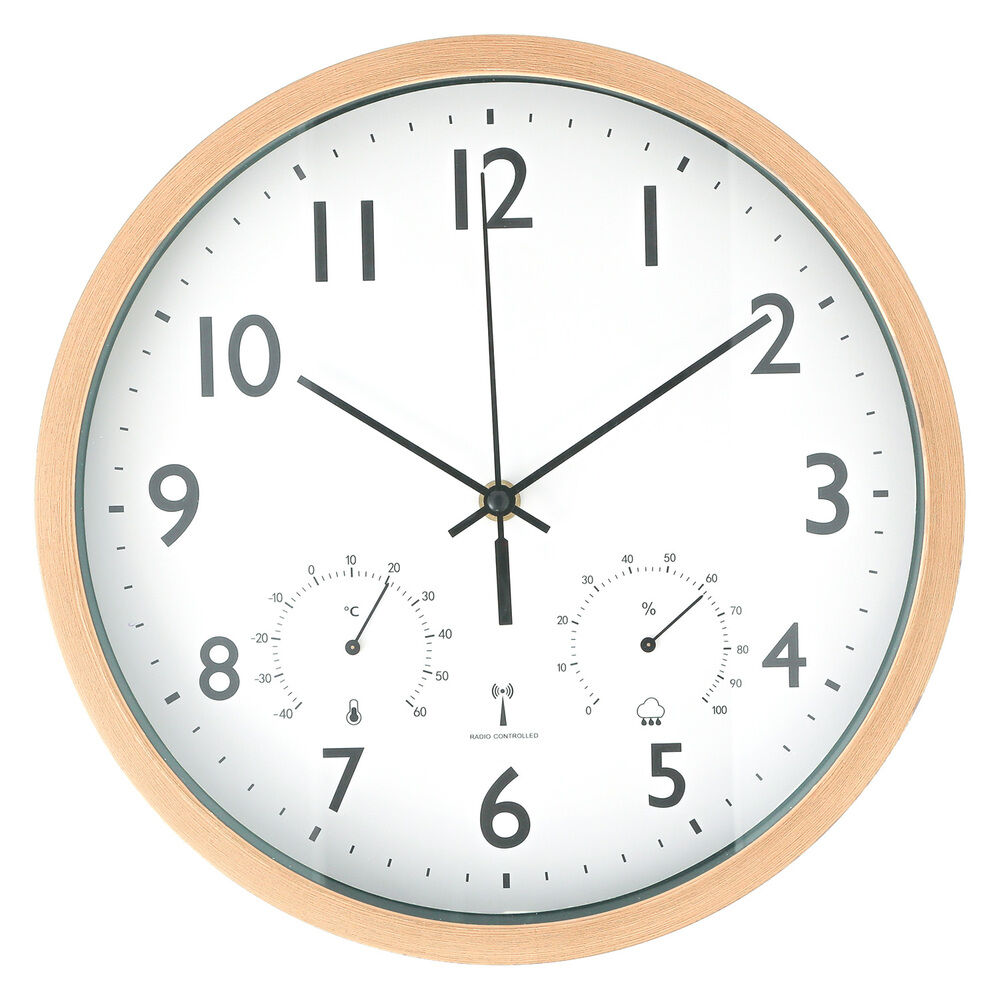 BACKYARD FAMILY「壁掛け 時計 電波 温度 湿度 おしゃれ 通販 温湿度計付き電波時計 ウォールクロック 電波時計」|クロック・置時計|ブラウン1