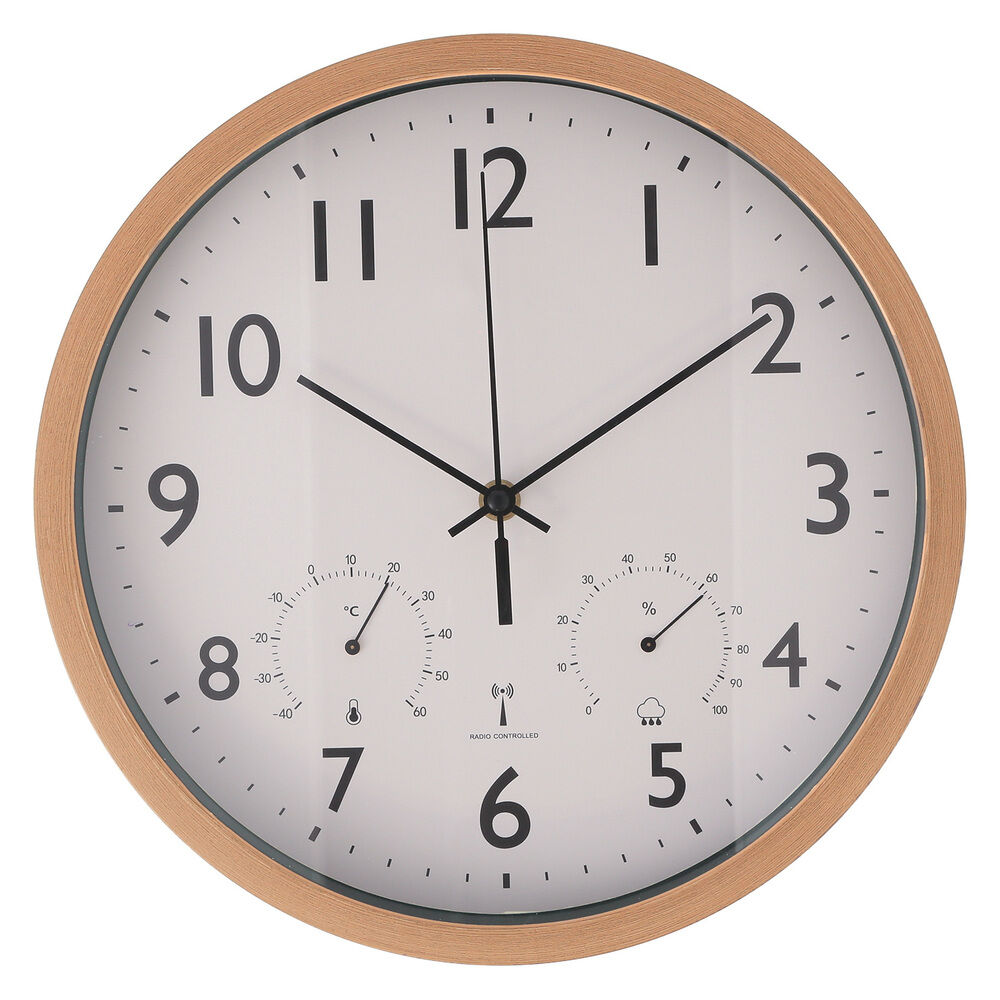 BACKYARD FAMILY「壁掛け 時計 電波 温度 湿度 おしゃれ 通販 温湿度計付き電波時計 ウォールクロック 電波時計」|クロック・置時計|ブラウン2