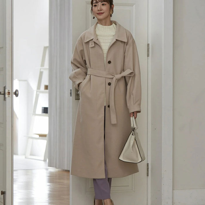 BACKYARD FAMILY「ステンカラーコート レディース ロング 通販 コート ロングコート ボリューム袖 アウター」|その他|