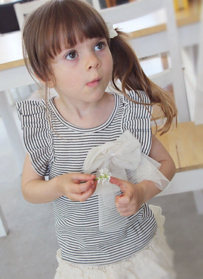 BACKYARD FAMILY「Rora Tシャツ 半袖 キッズ 通販 ローラ カットソー プリン肩フリルT ボーダー リボン」|その他|