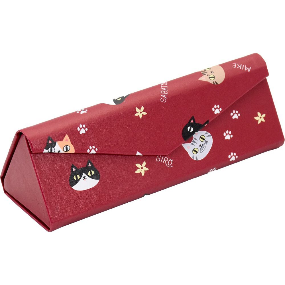BACKYARD FAMILY「メガネケース 猫 通販 にゃん屋 猫3兄弟 眼鏡ケース 猫三兄弟 めがねケース 折りたたみ」|その他|レッド1