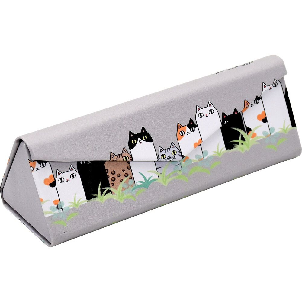 BACKYARD FAMILY「メガネケース 猫 通販 にゃん屋 猫3兄弟 眼鏡ケース 猫三兄弟 めがねケース 折りたたみ」|その他|グレー1