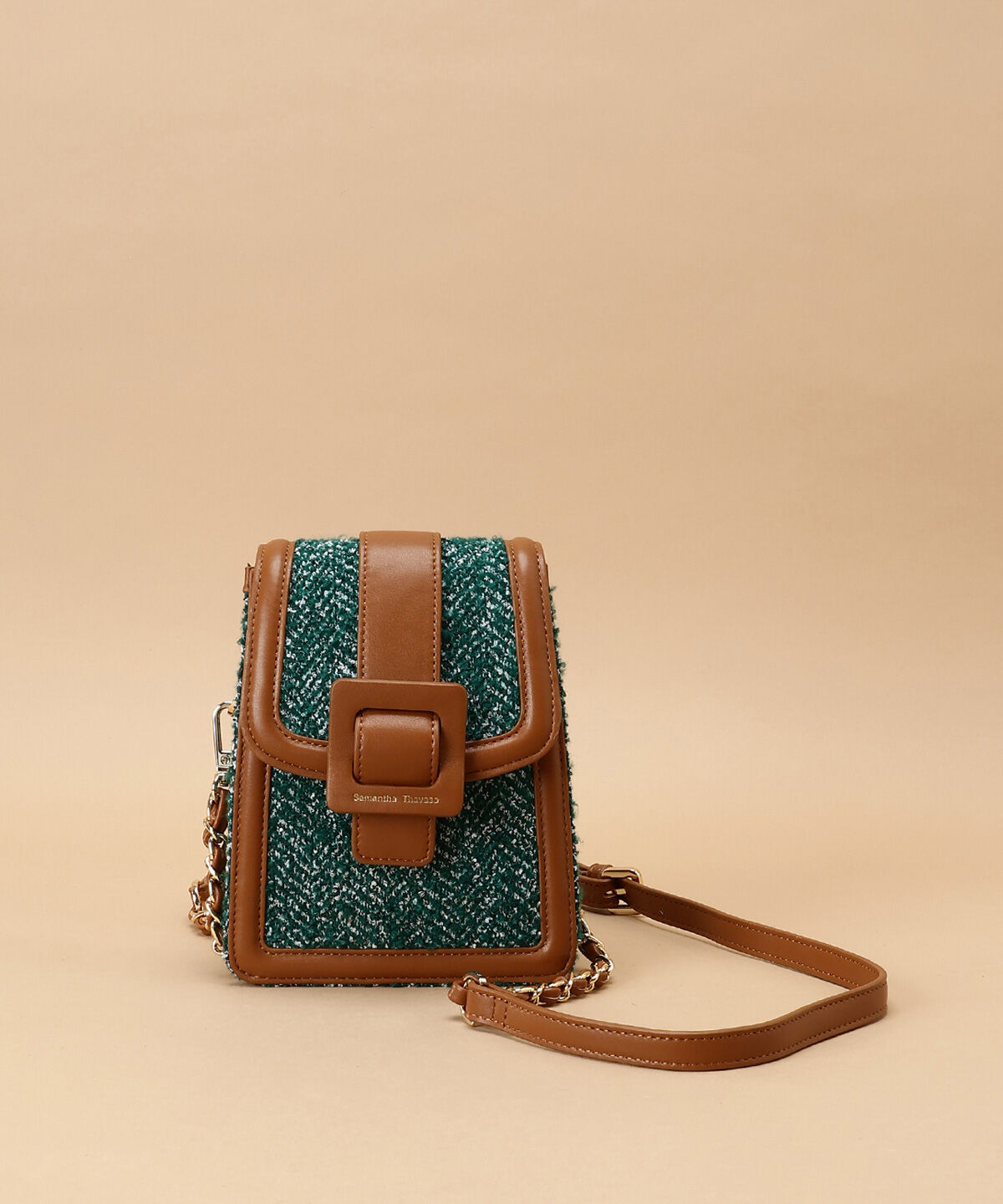 Samantha Thavasa「ツイードショルダーバッグ　縦型」|ショルダー・メッセンジャー|グリーン