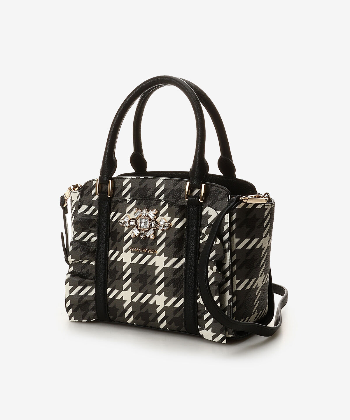 Samantha Vega「チェックビジューフリルハンドバッグ」|ハンドバッグ|