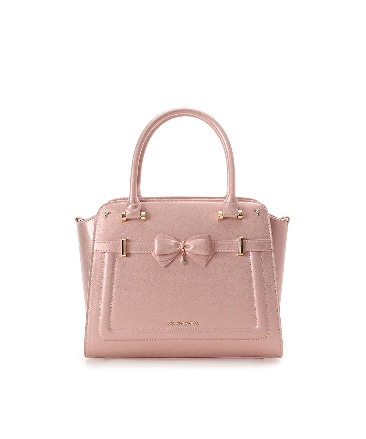 Samantha Vega「アクセントリボンラメハンドバッグ」|ハンドバッグ|ピンク