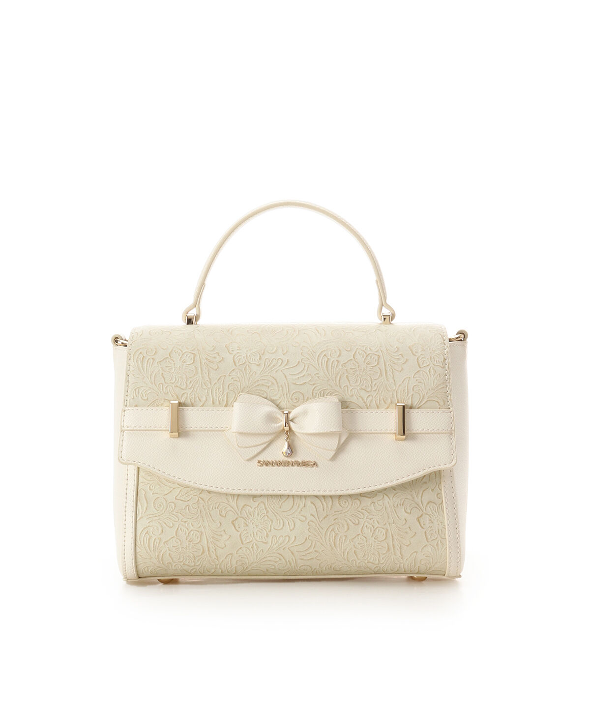 Samantha Vega「フローラルアクセントリボンショルダーバッグ」|ショルダー・メッセンジャー|オフホワイト