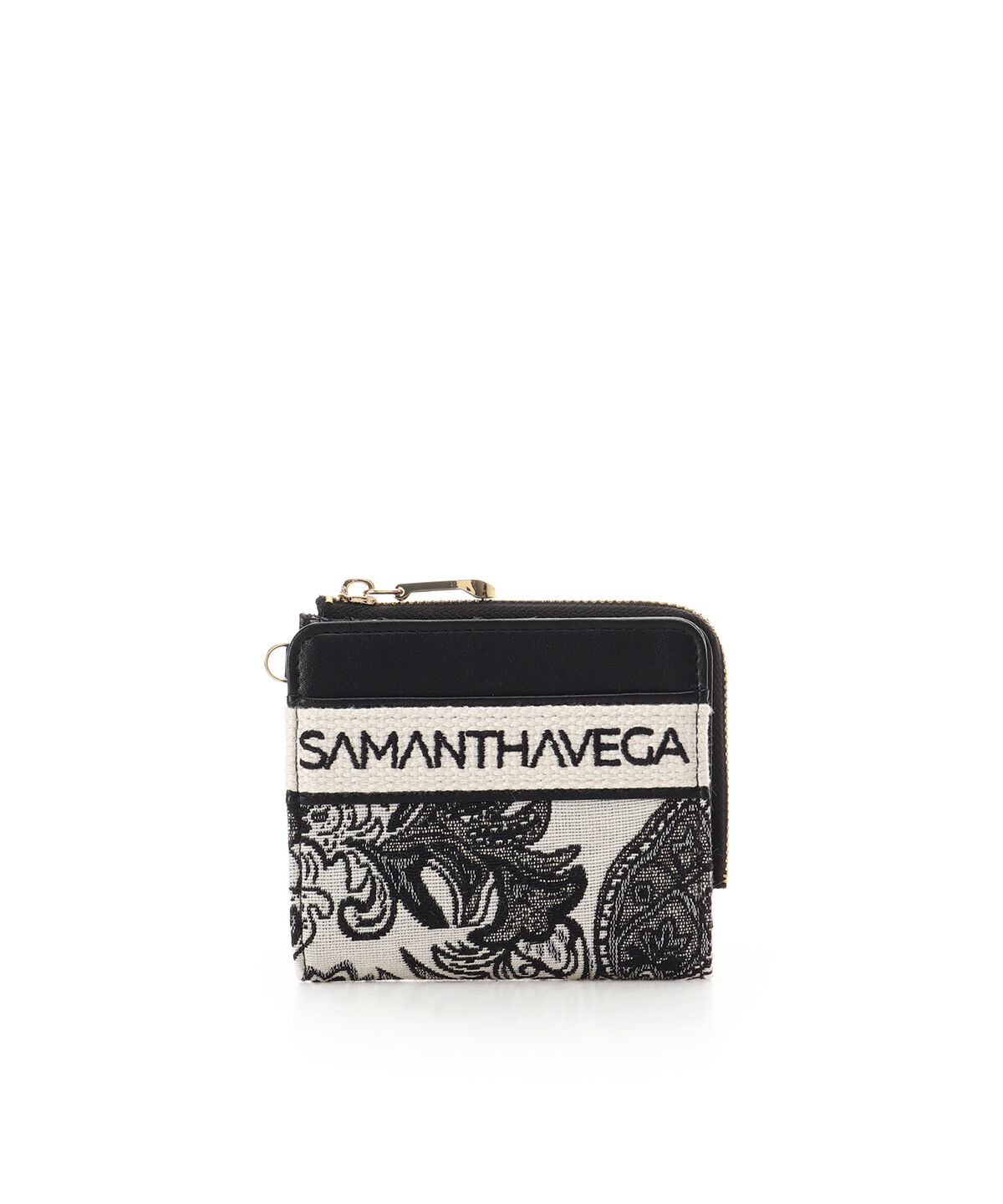 Samantha Vega「ロゴテープジャガード調折財布」|財布|ブラック