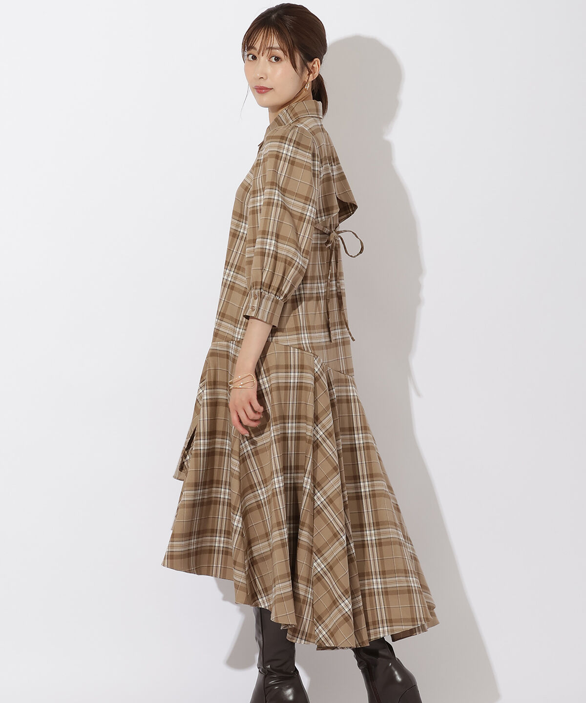 アンドクチュール「裾切替フリルシャツワンピース」|ワンピース|