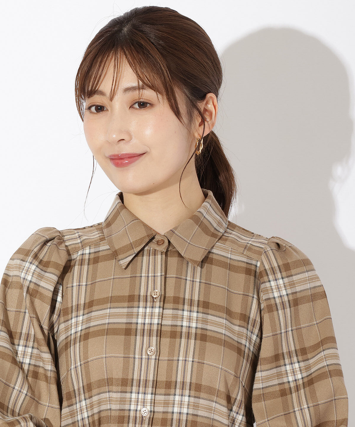 アンドクチュール「裾切替フリルシャツワンピース」|ワンピース|