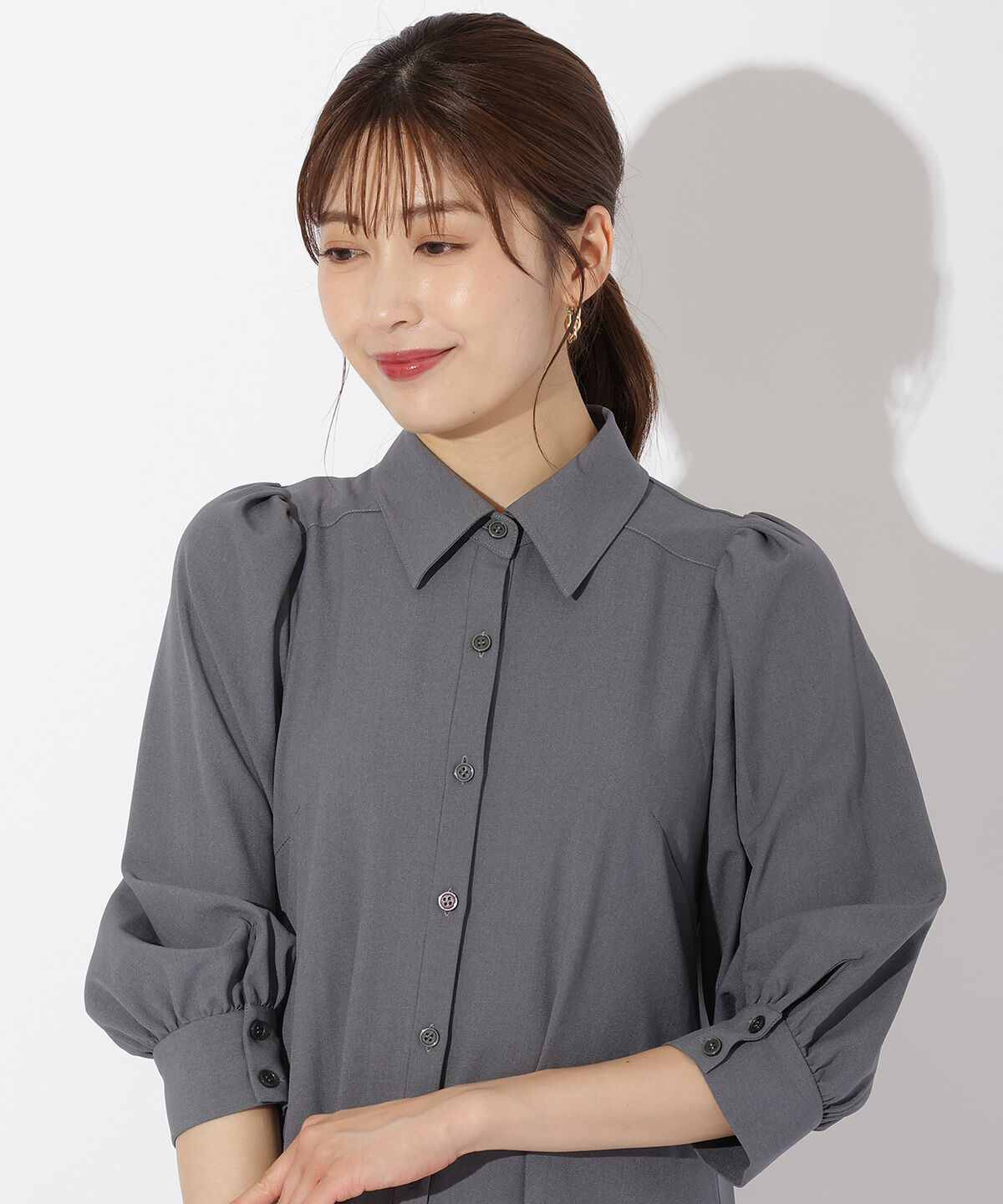 アンドクチュール「裾切替フリルシャツワンピース」|ワンピース|