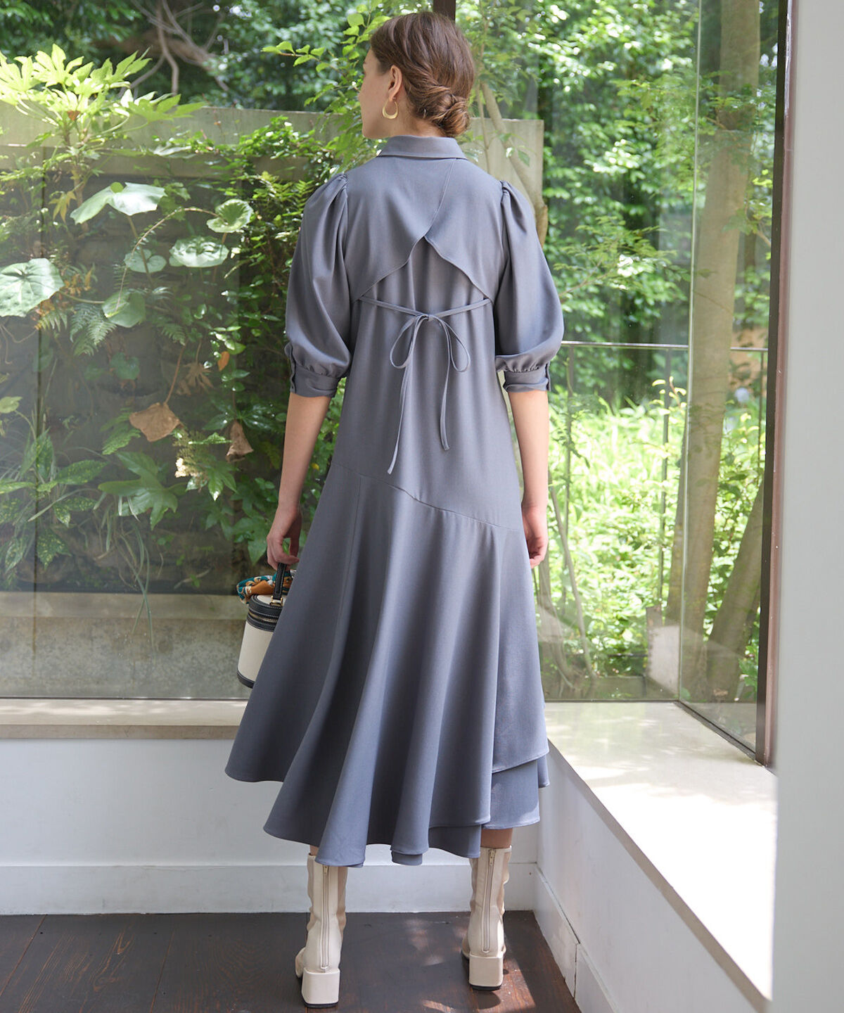 アンドクチュール「裾切替フリルシャツワンピース」|ワンピース|