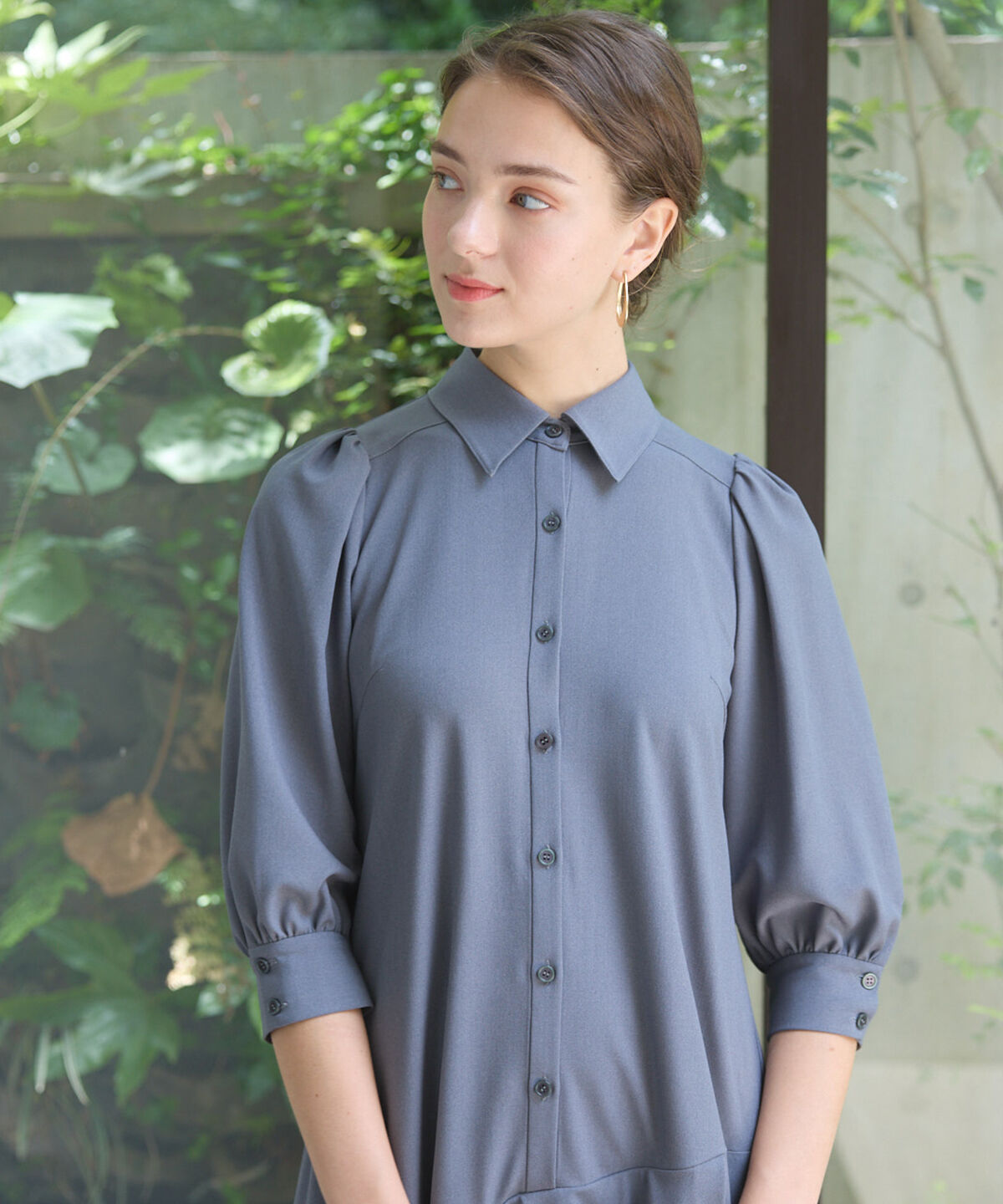 アンドクチュール「裾切替フリルシャツワンピース」|ワンピース|