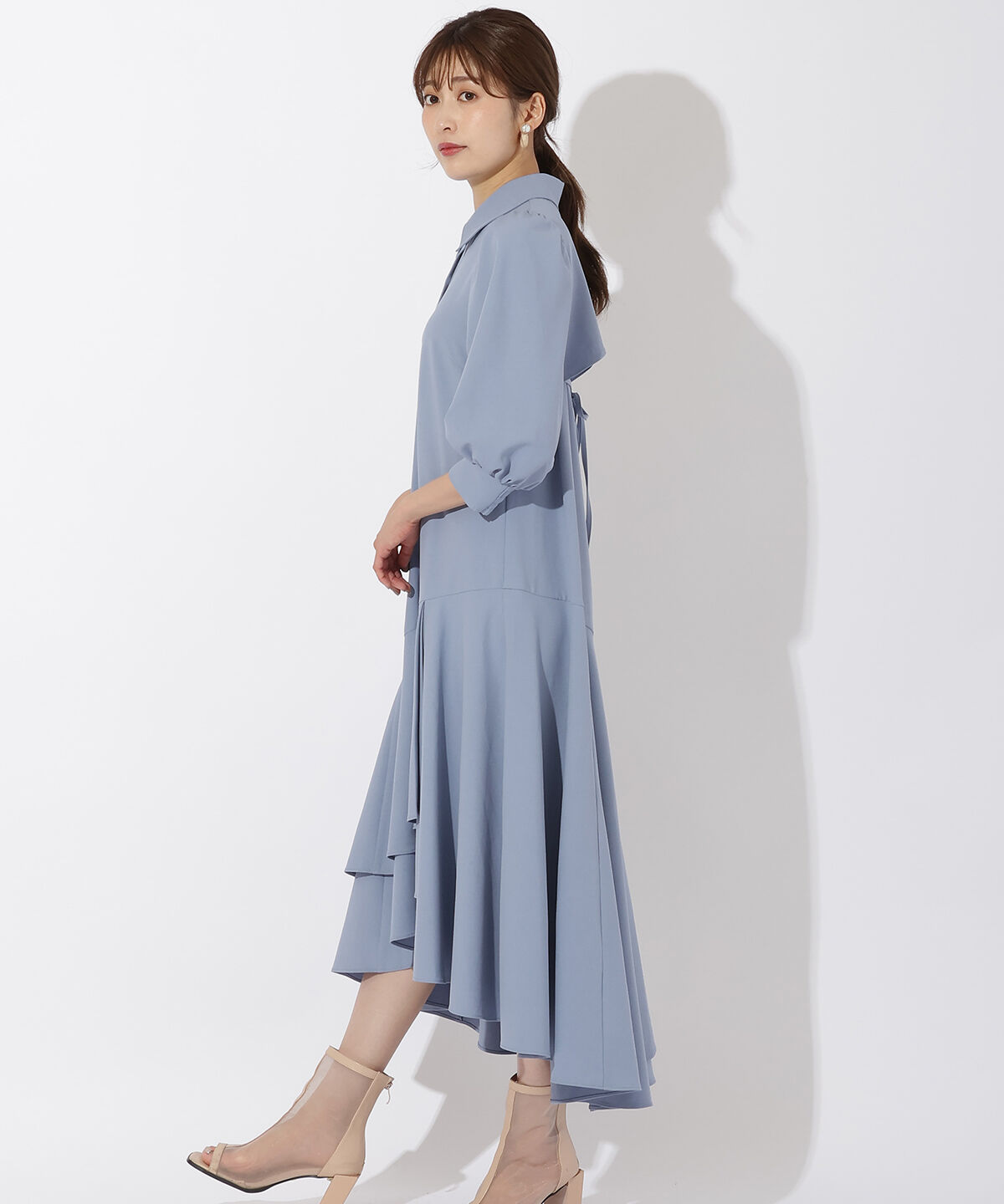 アンドクチュール「裾切替フリルシャツワンピース」|ワンピース|