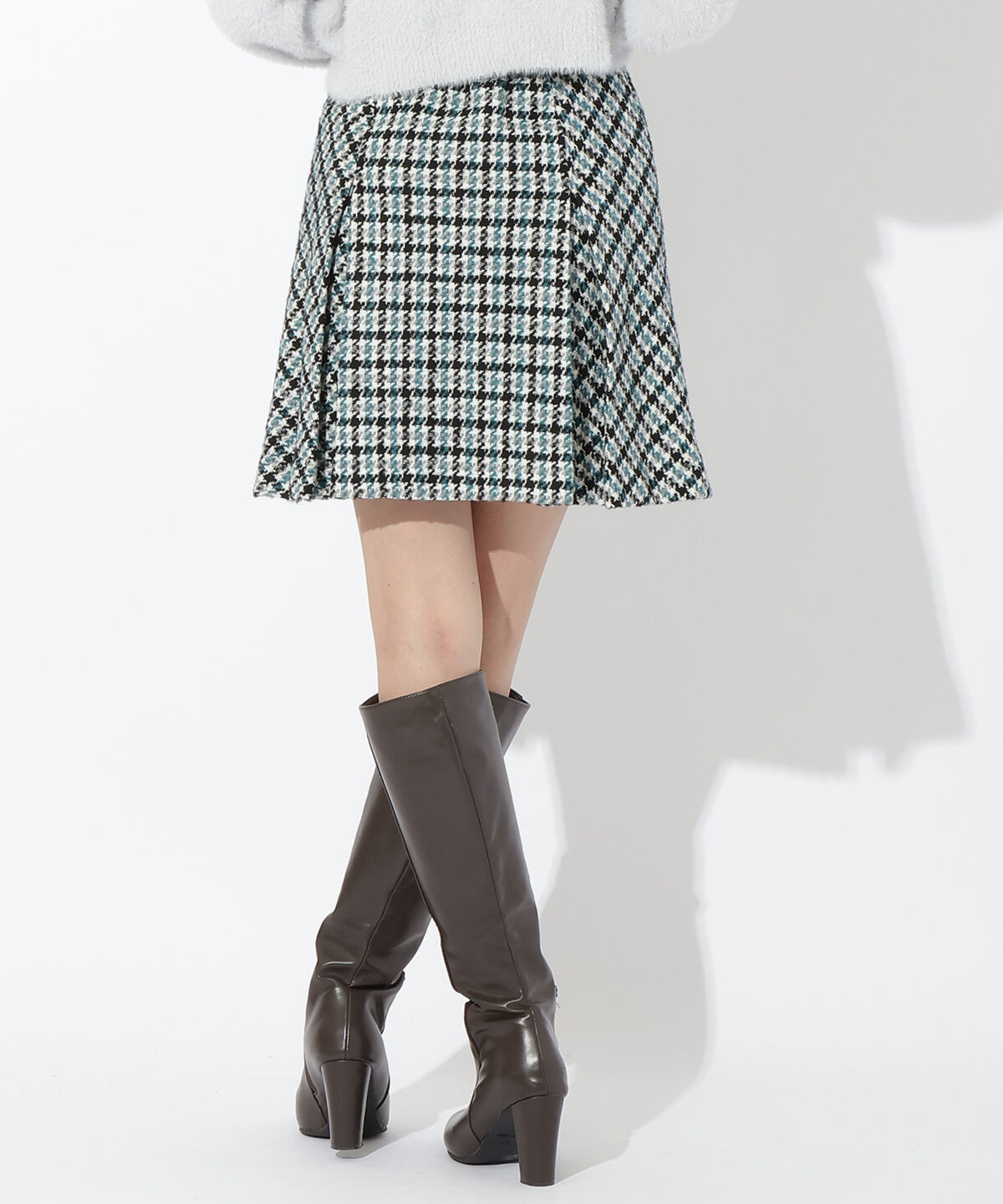 アンドクチュール「カラー千鳥ツイードミニスカート」|台形|